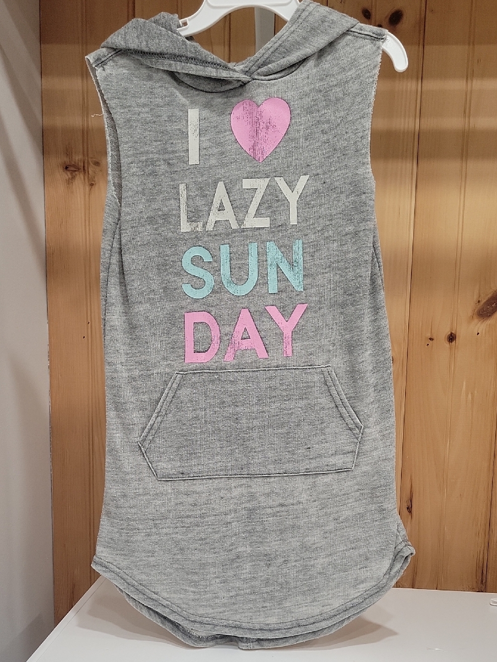 Girls' Gray 'I ♥ Lazy Sunday' Sleeveless Hoodie Tank